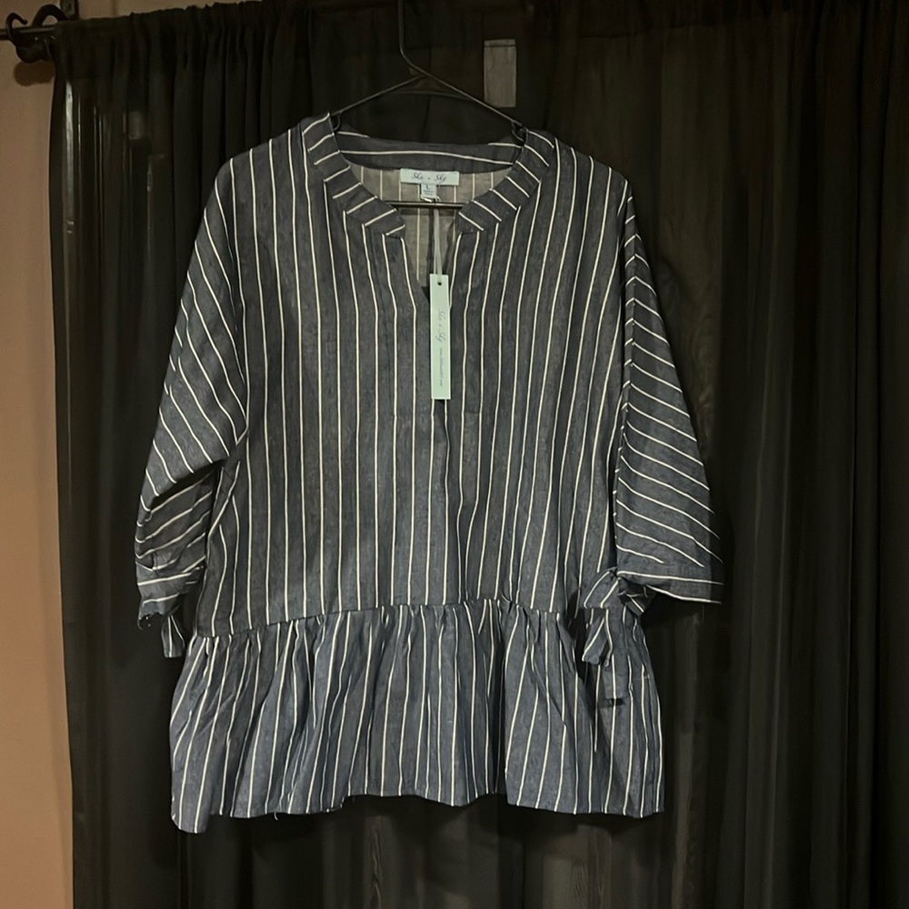Women’s blue and white striped top